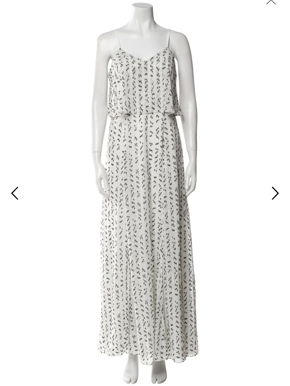 Halston Maxi Summer Dress Women Sz 2 Designer Geometric Pattern Spaghetti Strap